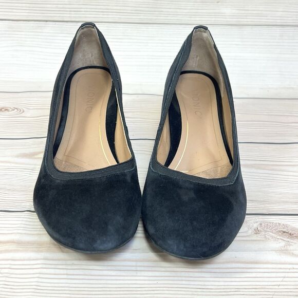 Vionic Natalie Pump Womens 8.5 Black Suede Tortoise Block Heel Casual Dress Shoe - Picture 3 of 16